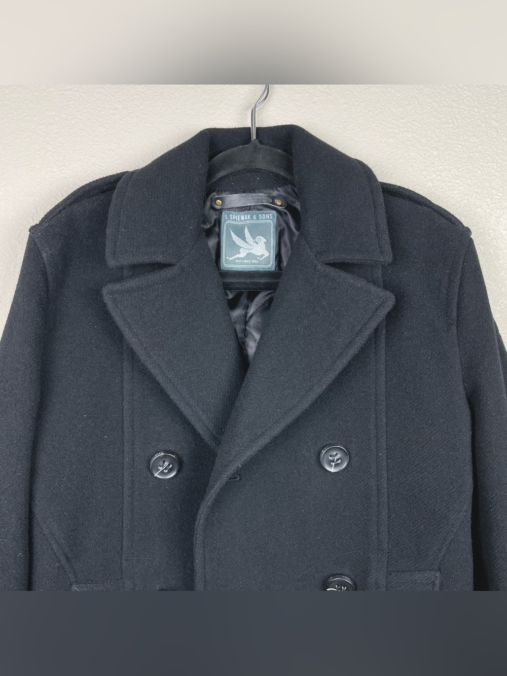Spiewak & Sons Men's Medium Black Thick Wool Dugan Peacoat Thinsulate Button - Picture 2 of 16